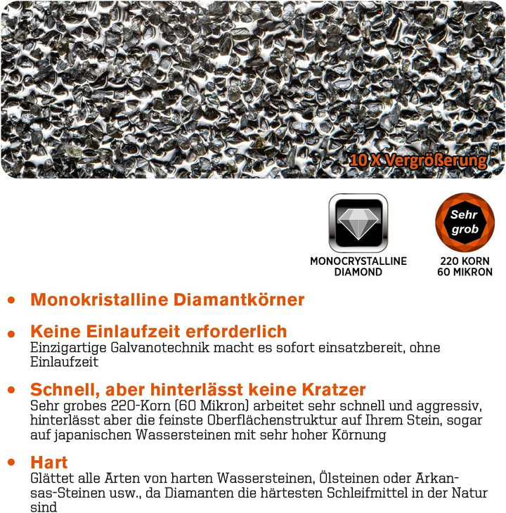 SHARPAL 145H 25,4 x 10,2 cm Diamant-Läppplatte, Schleifsteine Abflacher, extra grobe Körnung 220 für