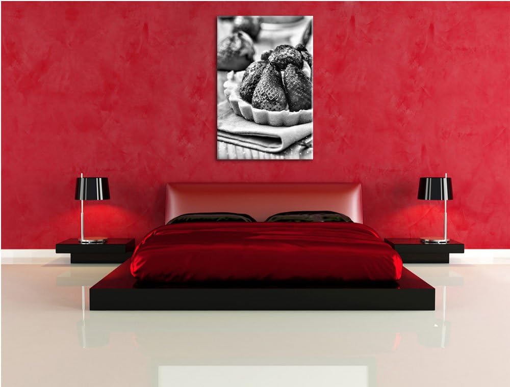 Pixxprint Schmackhaftes Erdbeertörtchen als Leinwandbild | Grösse: 100x70 cm | Wandbild | Kunstdruck