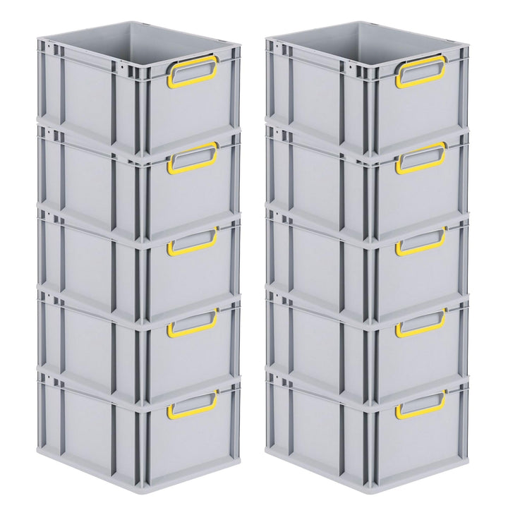SparSet 10x Eurobox NextGen Color | HxBxT 22x30x40cm | 20 Liter | Griffe gelb geschlossen | Glatter