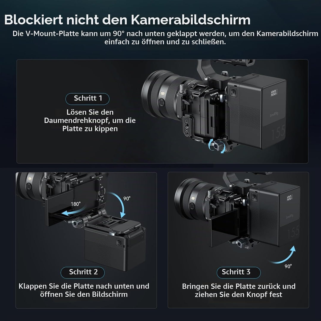 SMALLRIG V-Mount Battery Plate, V-Lock-Akku Mounting Plate mit Schnellwechselplatte für Arca, Brustp
