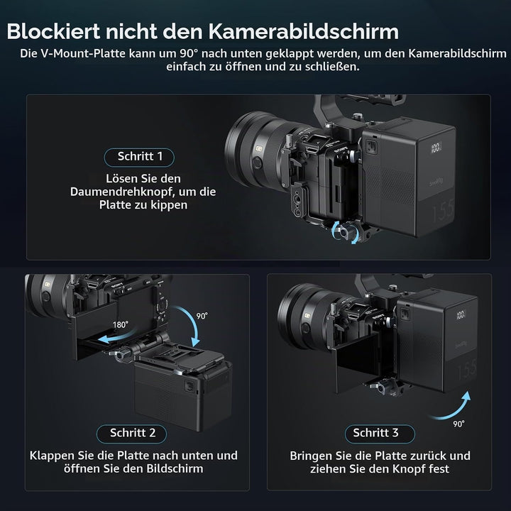 SMALLRIG V-Mount Battery Plate, V-Lock-Akku Mounting Plate mit Schnellwechselplatte für Arca, Brustp