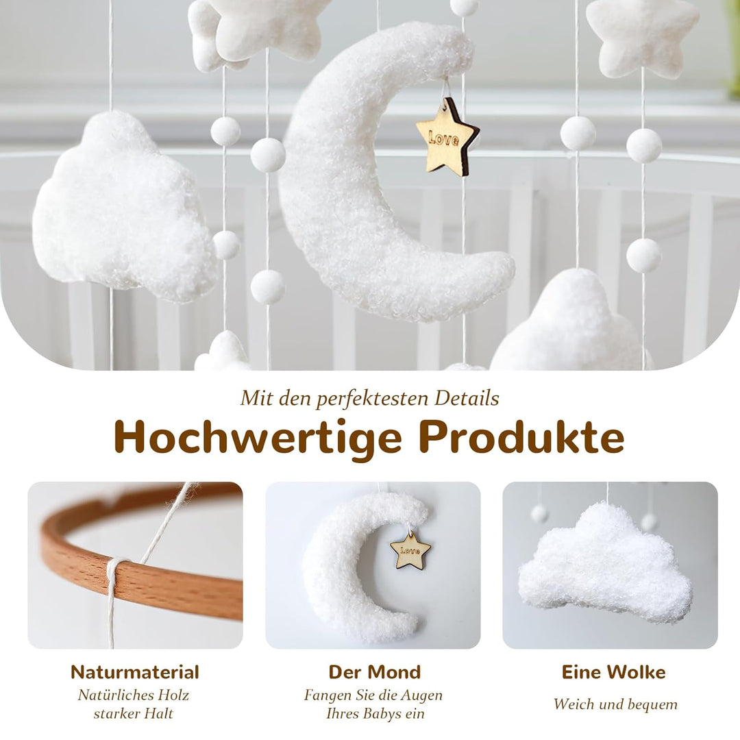 Mobile Baby – Stern Mond Baby Mobile für Bett, Babybett Mobile Baby Windspiele, Kinderzimmer Babyzim