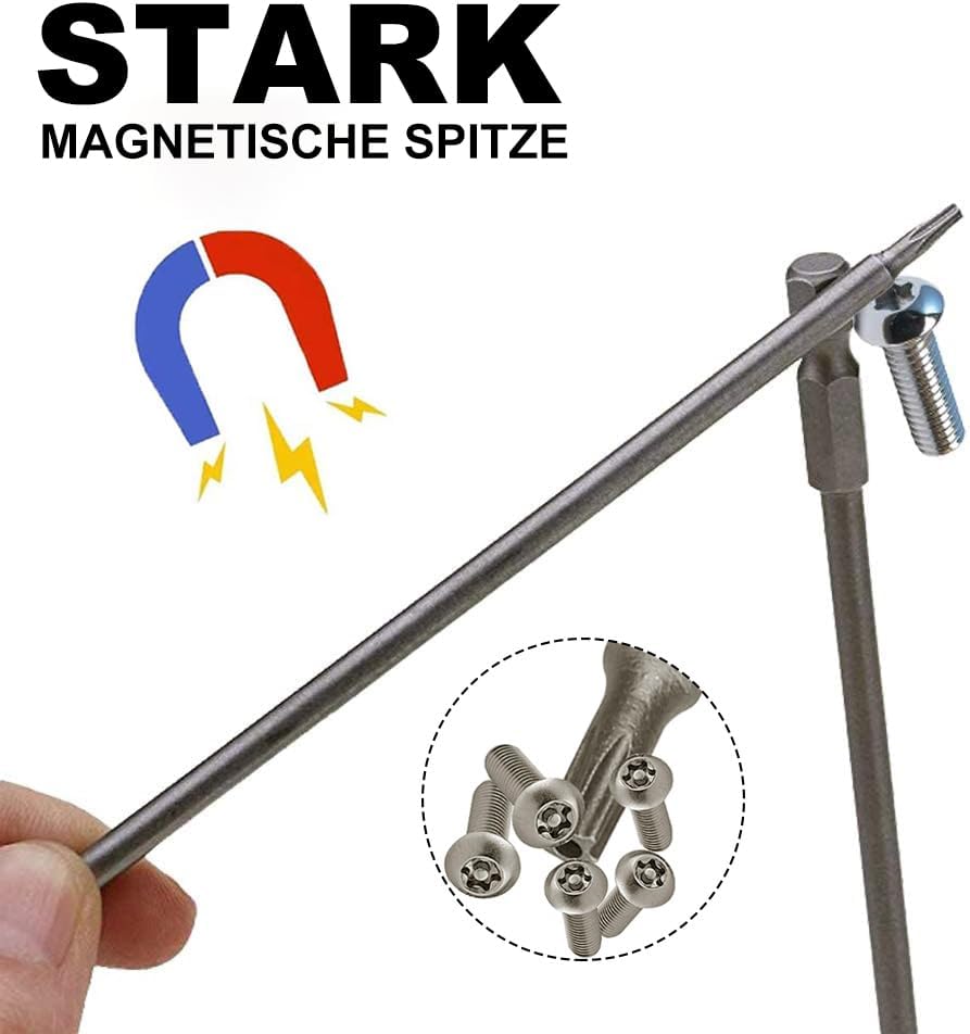 Saipor 11 Stück 200mm Torx Lang Schraubendreher Bit Set, Magnetisch Torx Bohrer 1/4" Sechskant Schaf