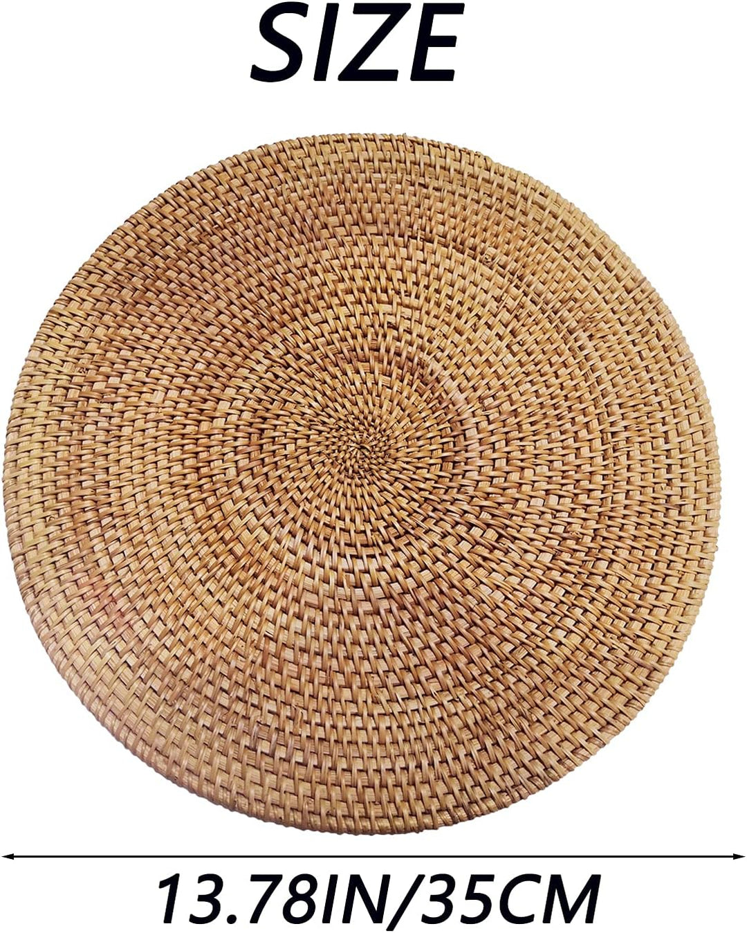 DAWN FLAME Set Mit 2 Handgewebten Tischsets aus Natürlichem Rattan Hitzebeständiger Unterlage Dreibe