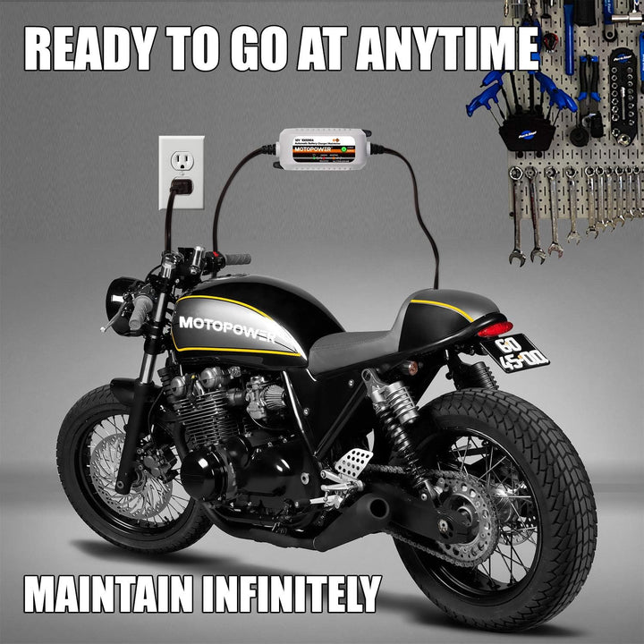 MOTOPOWER MP00205B 12V 1000mA Automatisches Ladegerät für Auto, Motorrad und mehr