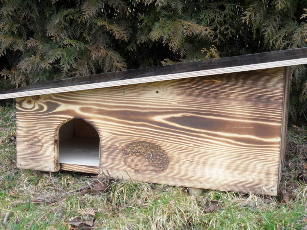 Edel geflammtes Luxus XXXL Igelhaus 80cm x 40cm x 32cm Igelhotel 18mm Fichtenholz Witterungsbeständi