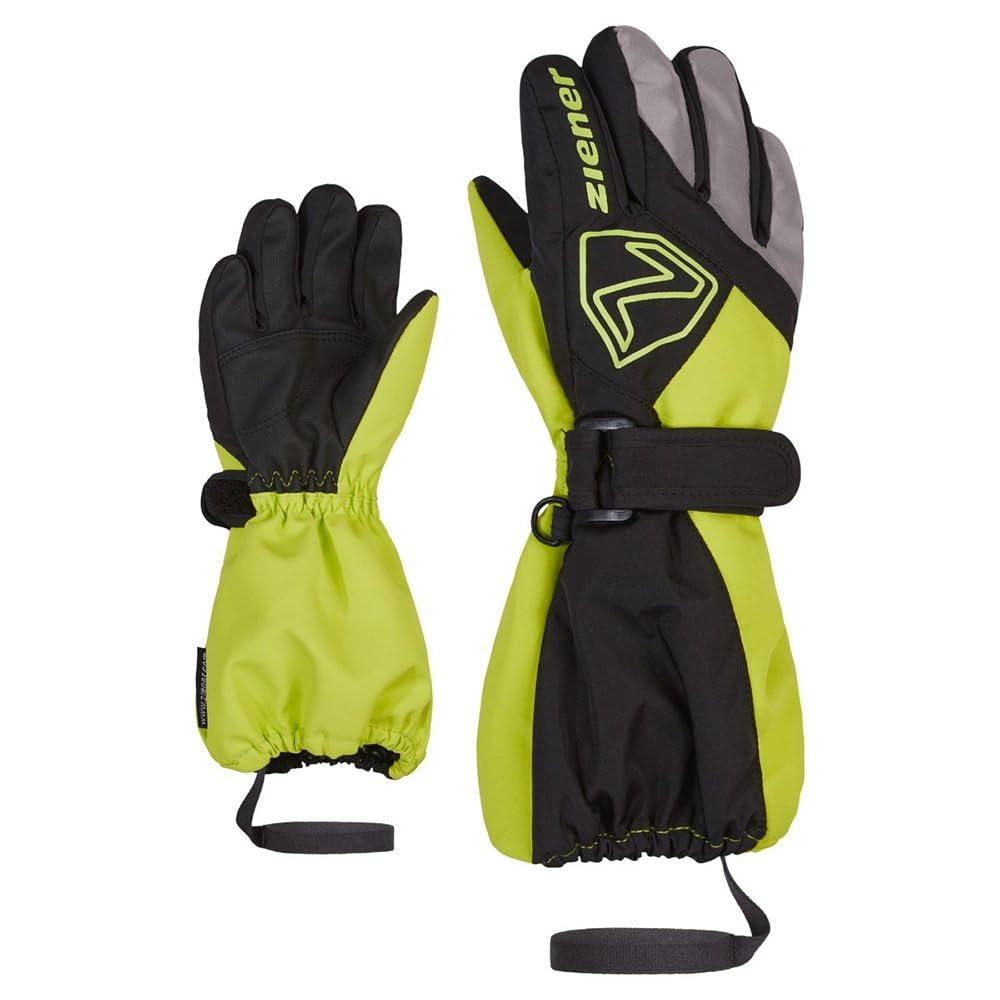 Ziener Unisex Baby Lauro Ski-Handschuhe/Winter | wasserdicht, Lange Stulpe, reflektierend 128 black.