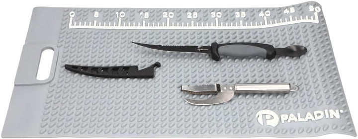 Paladin Ausnehm- und Filetier-Set Filetiermesser mit Auskratzer + Anti-Rutsch Matte + Fischschupper