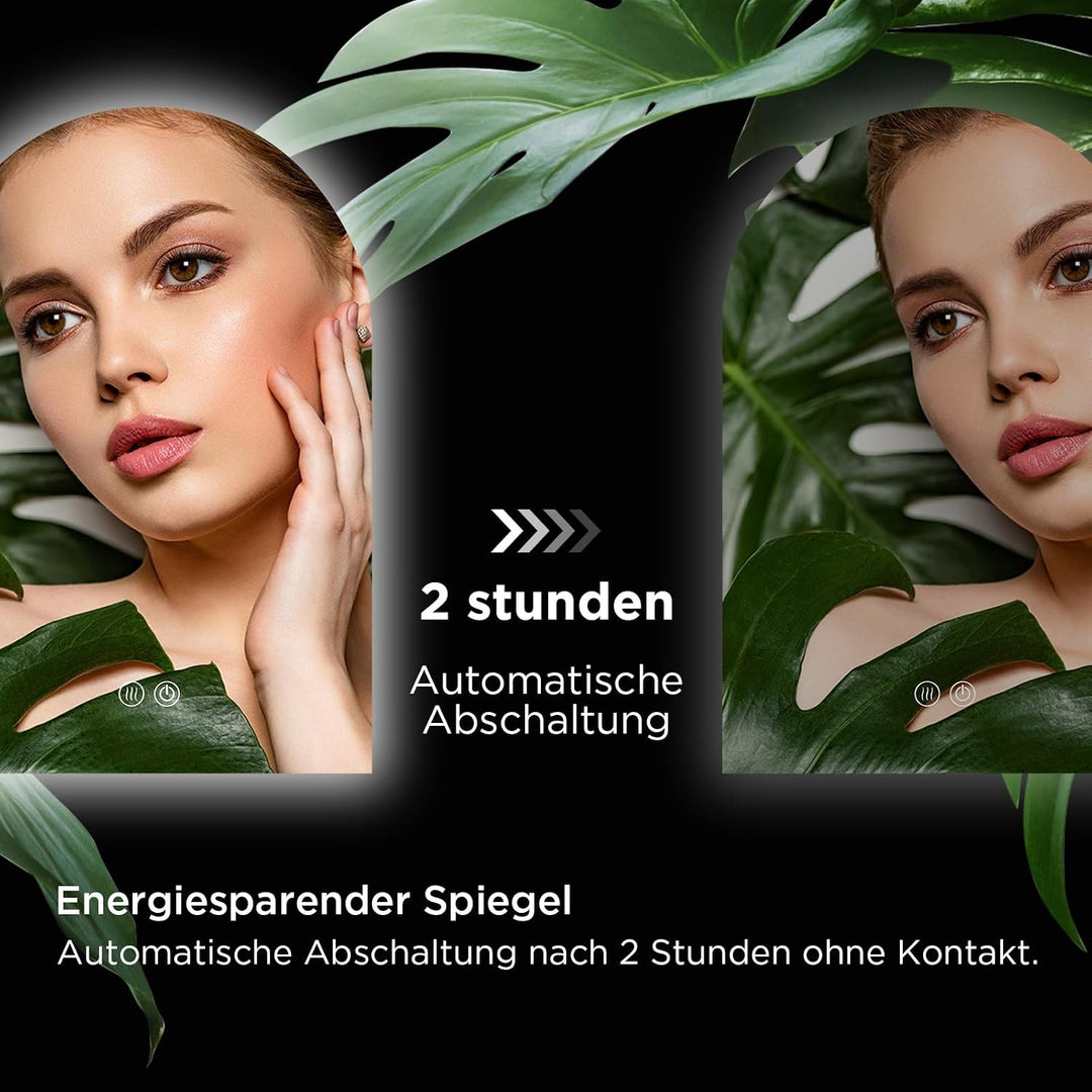 SANYCASA Bogenförmiger Touchspiegel 75x50 cm – LED Badezimmerspiegel mit Anti-Beschlag, 3 Farbtemper