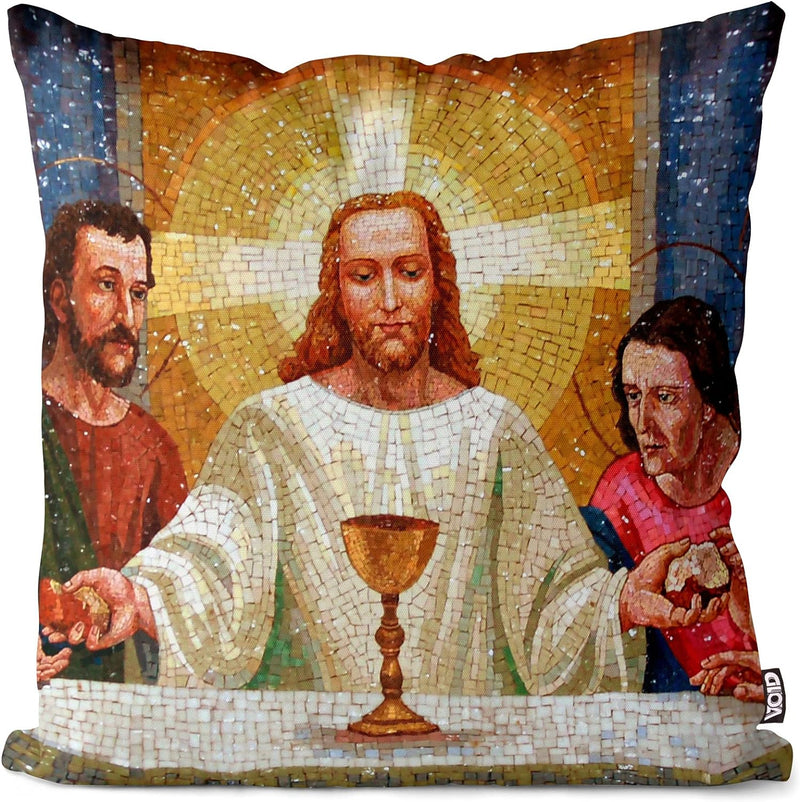 VOID Abendmahl Jesus Kissenbezug 80x80 Kissenhülle Polyester Zierkissen Couchkissen Ostern Osterdeko