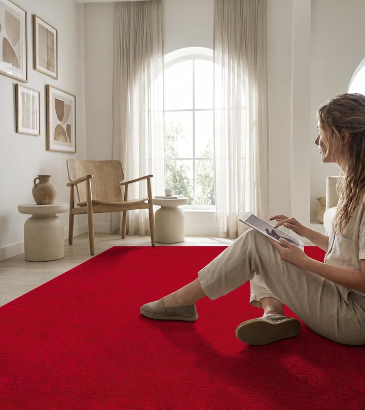 SANAT Kurzflor Teppich Wohnzimmer - Uni Modern Teppiche fürs Schlafzimmer, Arbeitszimmer, Büro, Flur
