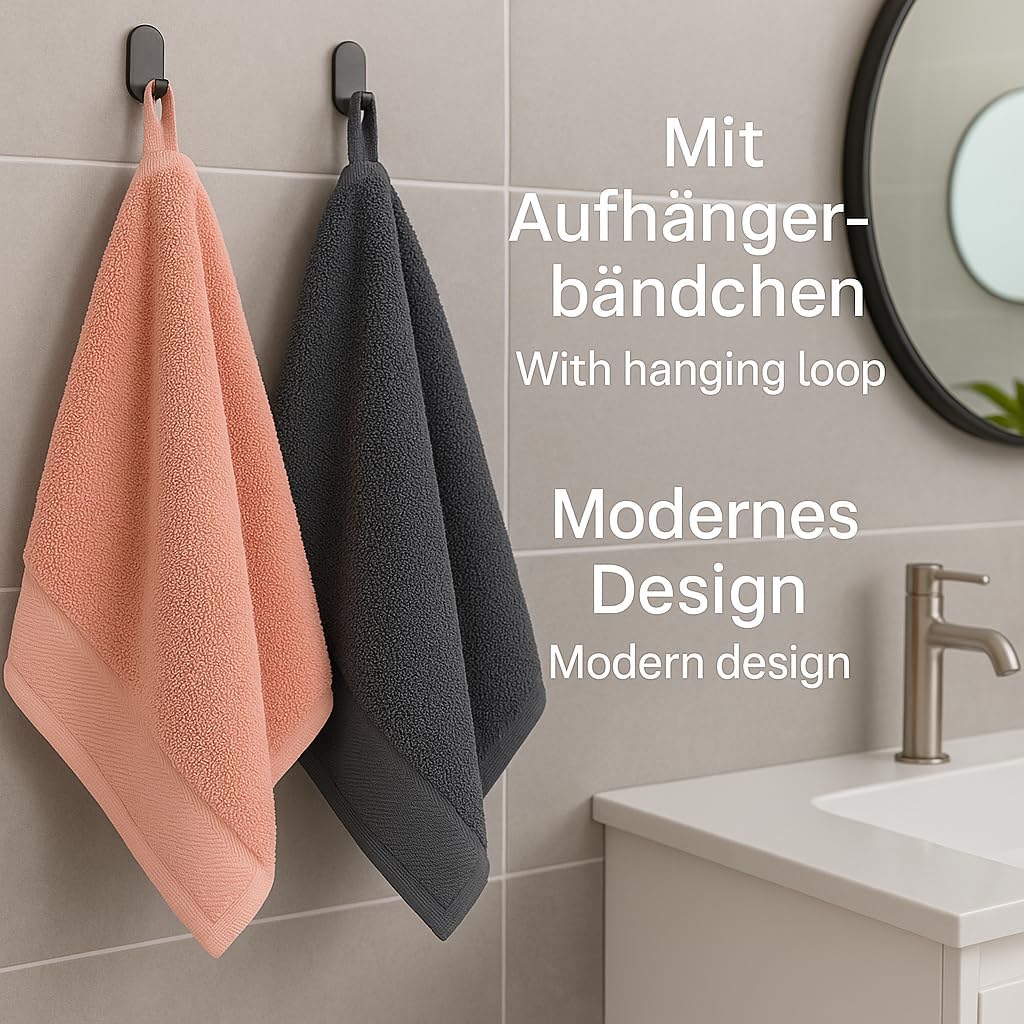 Betz 6 Stück Handtücher Palermo 100% Baumwolle Grösse 50 x 100 cm Handtuch Set Farbe anthrazit und a