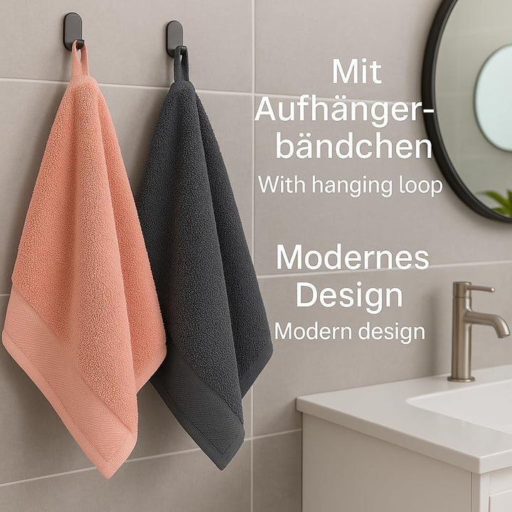 Betz 6 Stück Handtücher Palermo 100% Baumwolle Grösse 50 x 100 cm Handtuch Set Farbe anthrazit und a