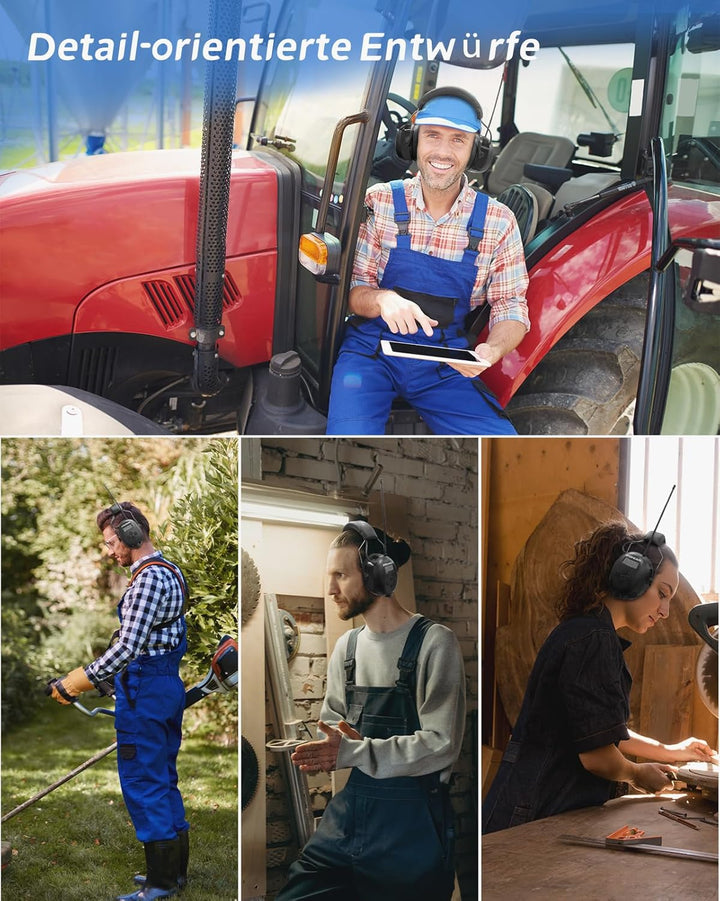 PROHEAR 033 Gehörschutz mit Radio, SNR31dB - Ohrenschützer mit Bluetooth FM/AM, Eingebautem Mikrofon