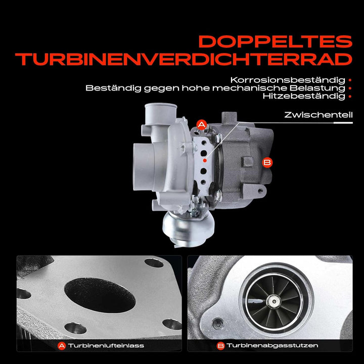 Frankberg Turbolader Kompatibel mit 3 BK 2.0L 2006-2009 5 CR19 2.0L 2005-2010 6 Hatchback G.G 2.0L 2