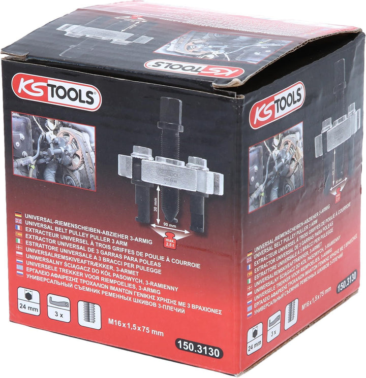 KS Tools 150.3130 Universal-Riemenscheiben-Abzieher 3-armig, 90mm