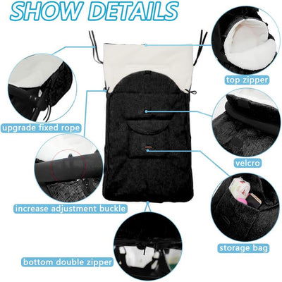 Kinderwagen Winterfusssack, Plüsch Fusssack, Schlafsack für Babydecke Kinderwagen waschbar verschlie