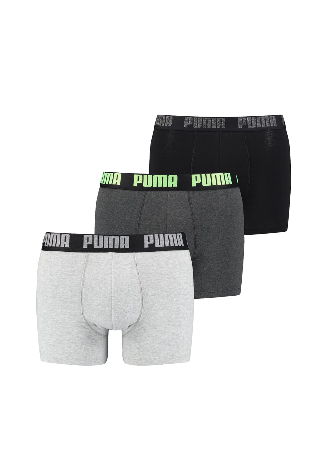 Puma Herren 3p Boxershorts (3er Pack) S Black / Green / Grey, S Black / Green / Grey