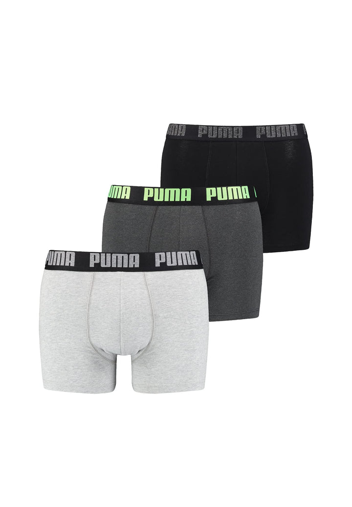Puma Herren 3p Boxershorts (3er Pack) S Black / Green / Grey, S Black / Green / Grey