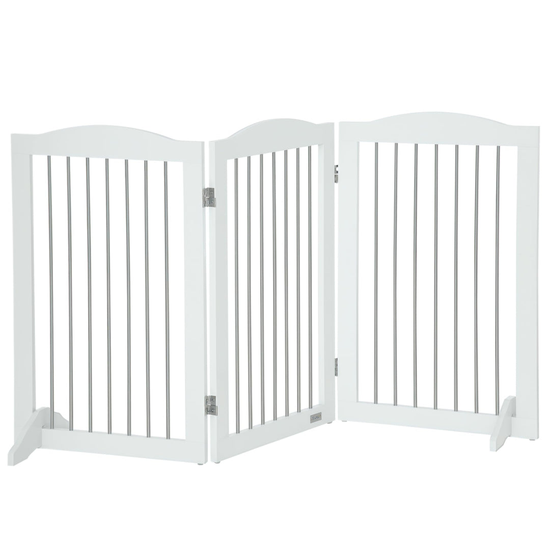 PawHut Absperrgitter Hund Freistehendes Schutzgitter mit Füssen 154 x 80 cm Hundegitter Klappbar Tre