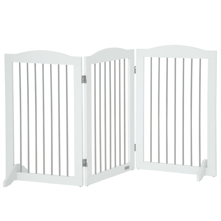 PawHut Absperrgitter Hund Freistehendes Schutzgitter mit Füssen 154 x 80 cm Hundegitter Klappbar Tre