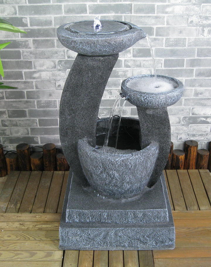 Solarspringbrunnen Solarbrunnen Cascade Garten Brunnen Kaskade Komplettset für Garten und Terrasse T
