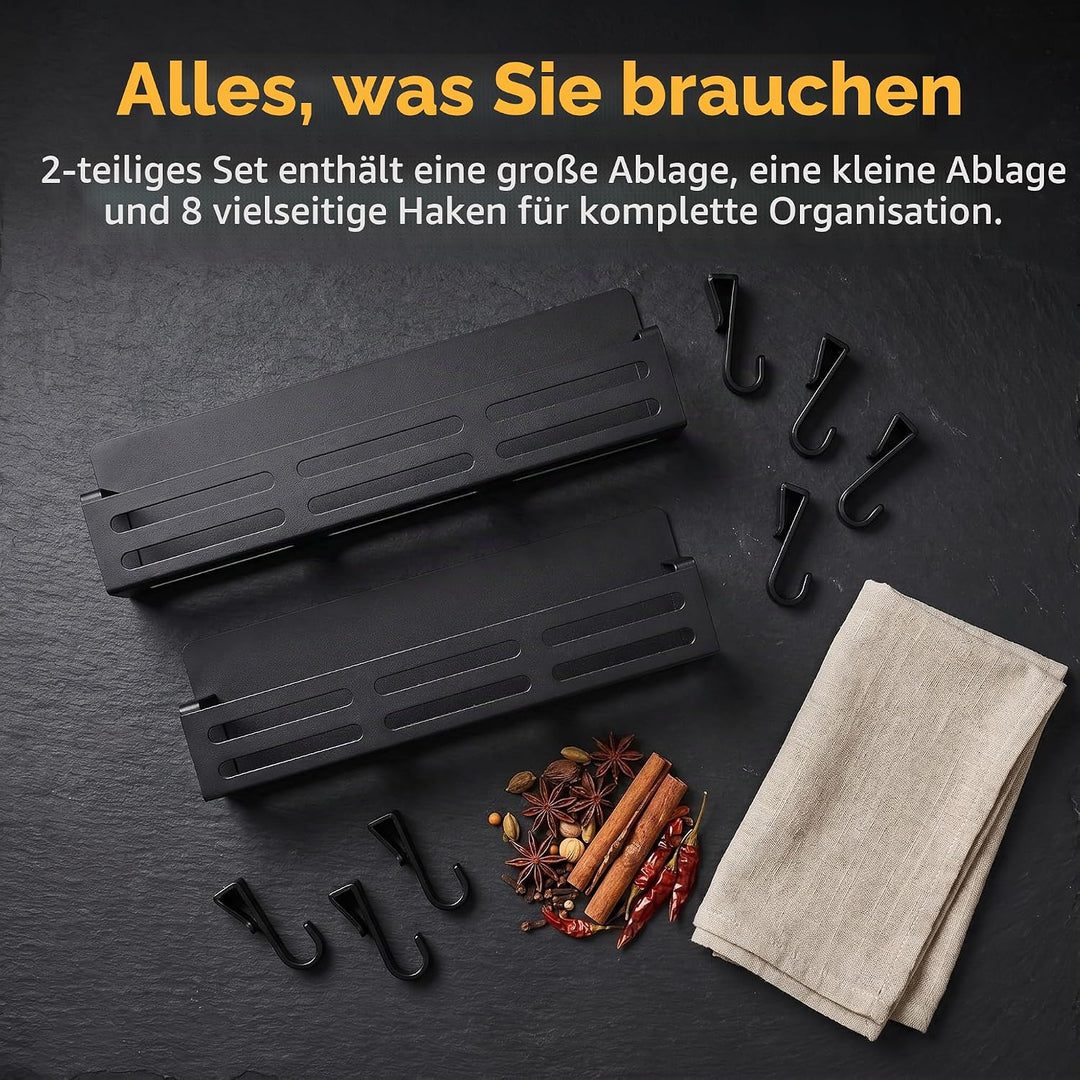 2 Stück Gewürzregale, Kühlschrank Regal Magnetisch mit 8 Haken Magnetregal Magnetic Spice Rack Kühls