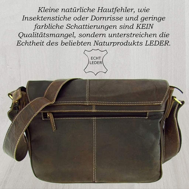 Grosse Wasserbüffel Leder Aktentasche Lehrertasche Vintage Look in 3 Grössen zur Wahl (35,0 x 25,0 x