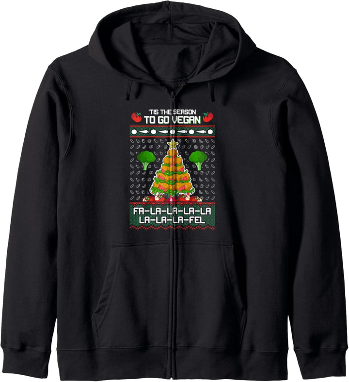 Tis the Season to Go Vegan Fa-La-Fel Funny Ugly Christmas Kapuzenjacke