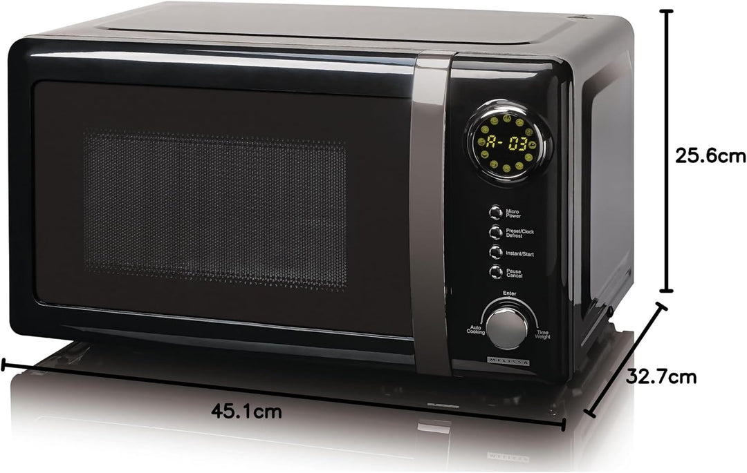 Melissa 16330132 Mikrowelle - Solo-Mikrowelle - 700 Watt - 20 l Volumen - 5 Leistungsstufen - Auftau