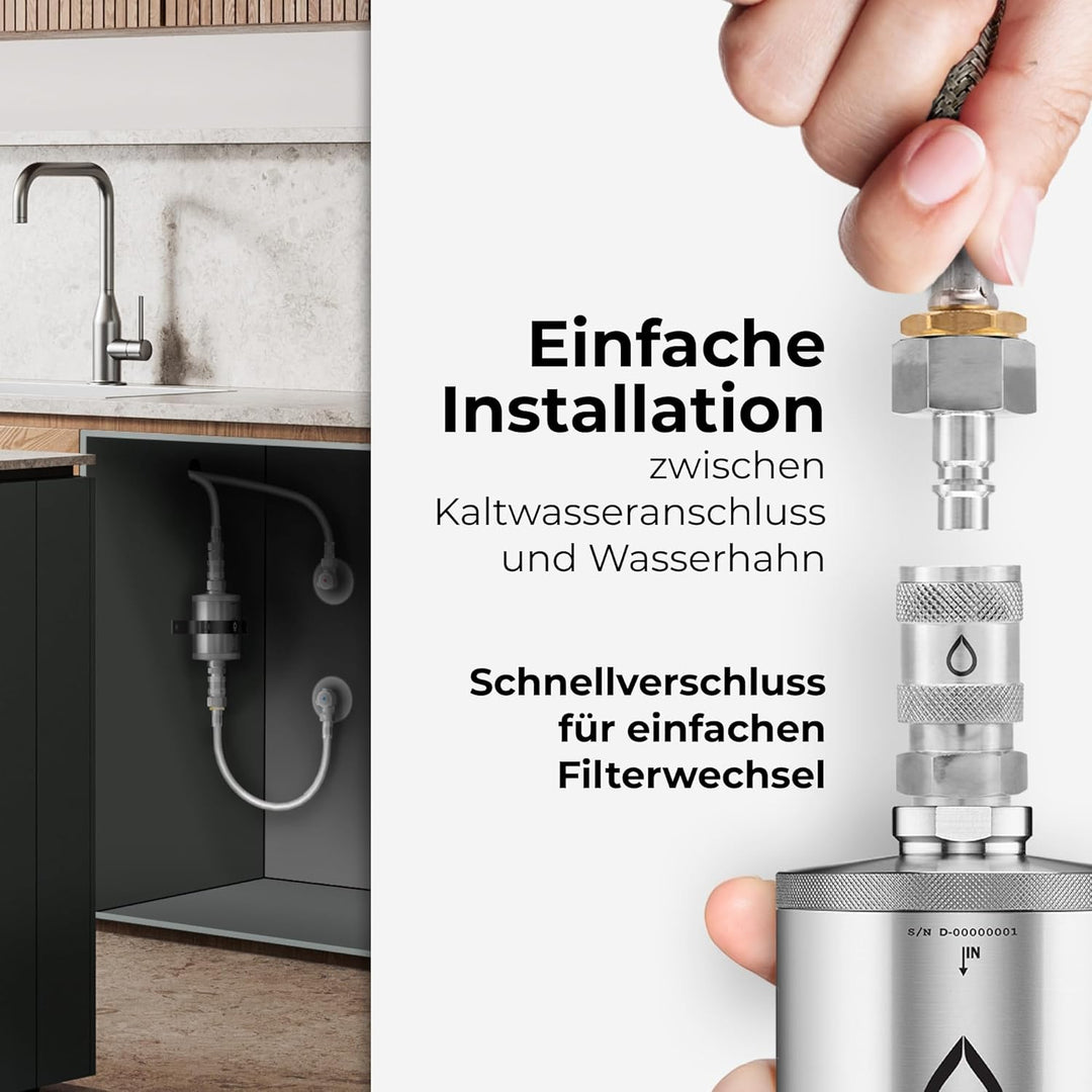 Alb Filter Active Untertisch Komplett-Set Schnellkupplung Edelstahl Natur