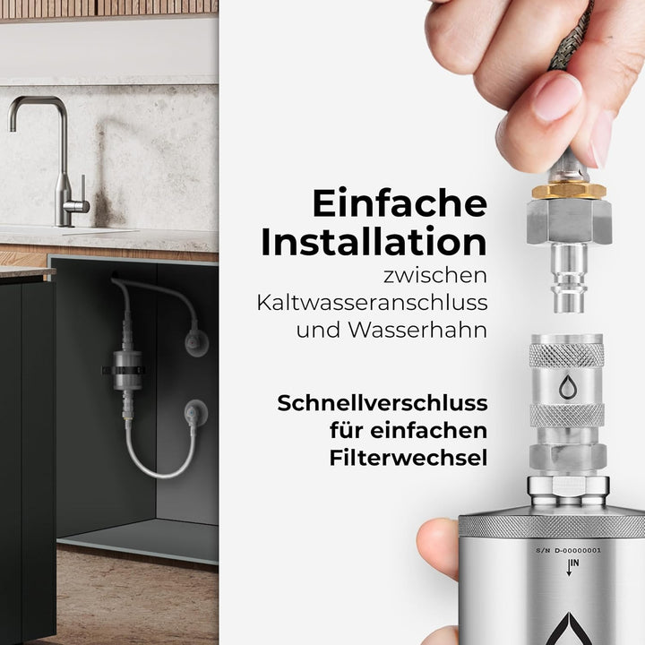 Alb Filter Active Untertisch Komplett-Set Schnellkupplung Edelstahl Natur