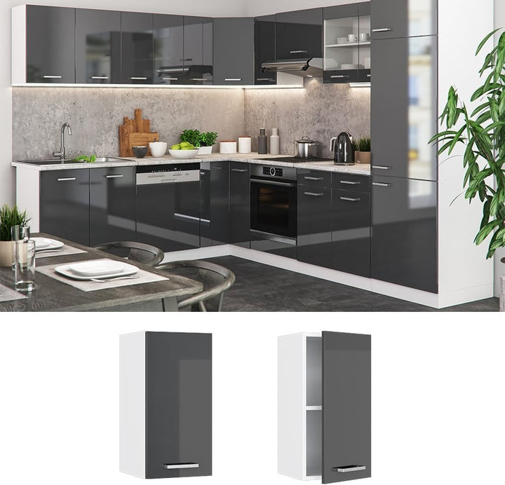 Vicco Hängeschrank R-Line, Anthrazit Hochglanz/Weiss, 30 cm Anthrazit Hochglanz Hängeschrank 30cm, A