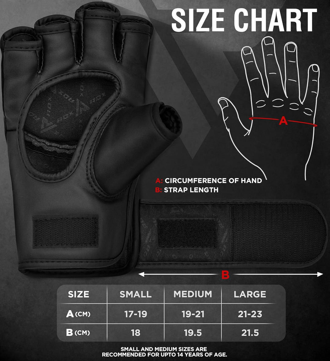 RDX Profi MMA Handschuhe Grappling Sparring Training, Maya Hide Leder, Kickboxen Kampfsport Gepolste