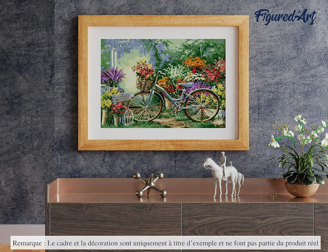 Figured'Art Malen Nach Zahlen Erwachsene Blumen und Fahrräder - Paint by Numbers Basteln DIY Bastels