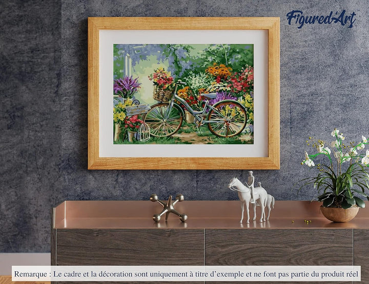 Figured'Art Malen Nach Zahlen Erwachsene Blumen und Fahrräder - Paint by Numbers Basteln DIY Bastels