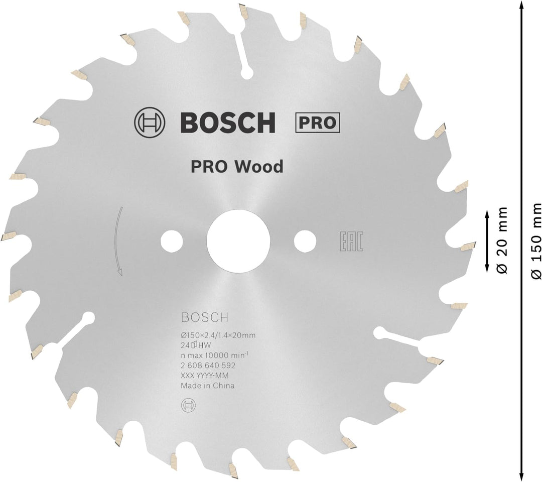 Bosch 1x PRO Wood Kreissägeblatt für Akku-Handkreissägen (für Weichholz, Hartholz, Ø mm, Professiona