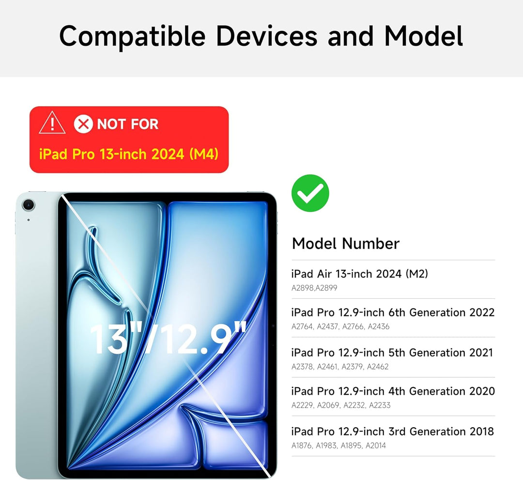 Tastatur Hülle für iPad Air 13 Zoll (M3 2025/M2 2024) und iPad Pro 12,9 Zoll (6./5./4./3. Generation