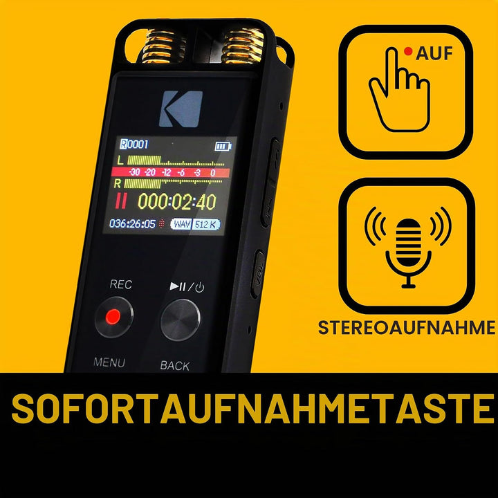 KODAK Hohe Intensität VRC550 digitaler Voice Recorder | Sprachgesteuertes wiederaufladbares Mini Dik