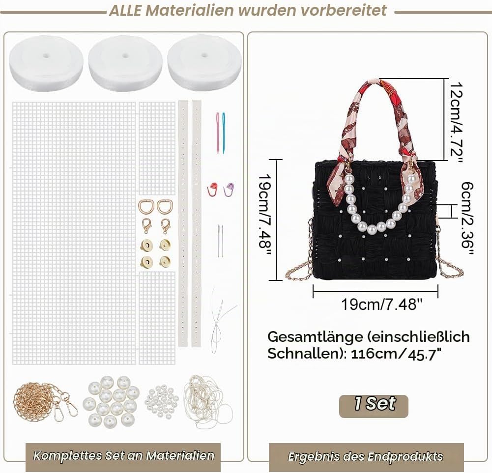 WADORN DIY Strick- Und Häkelhandtaschen-Sets, Handgefertigtes, Gewebtes Taschenherstellungs-Kreuzsti