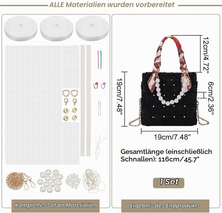 WADORN DIY Strick- Und Häkelhandtaschen-Sets, Handgefertigtes, Gewebtes Taschenherstellungs-Kreuzsti