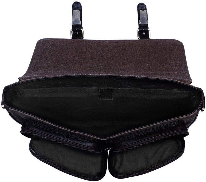 Julké Business-Tasche ´Classic Messenger Bag´ aus hochwertigem Rinderleder und Segeltuch