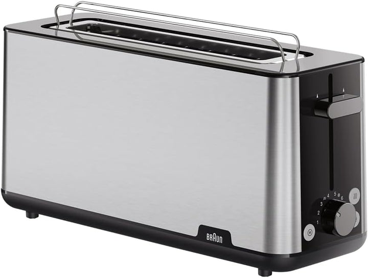 Braun Toaster PurShine HT 1610 BK, 25cm Brot Schlitz, 8 Bräunungsgrade, Aufwärm- & Auftaufunktion, B
