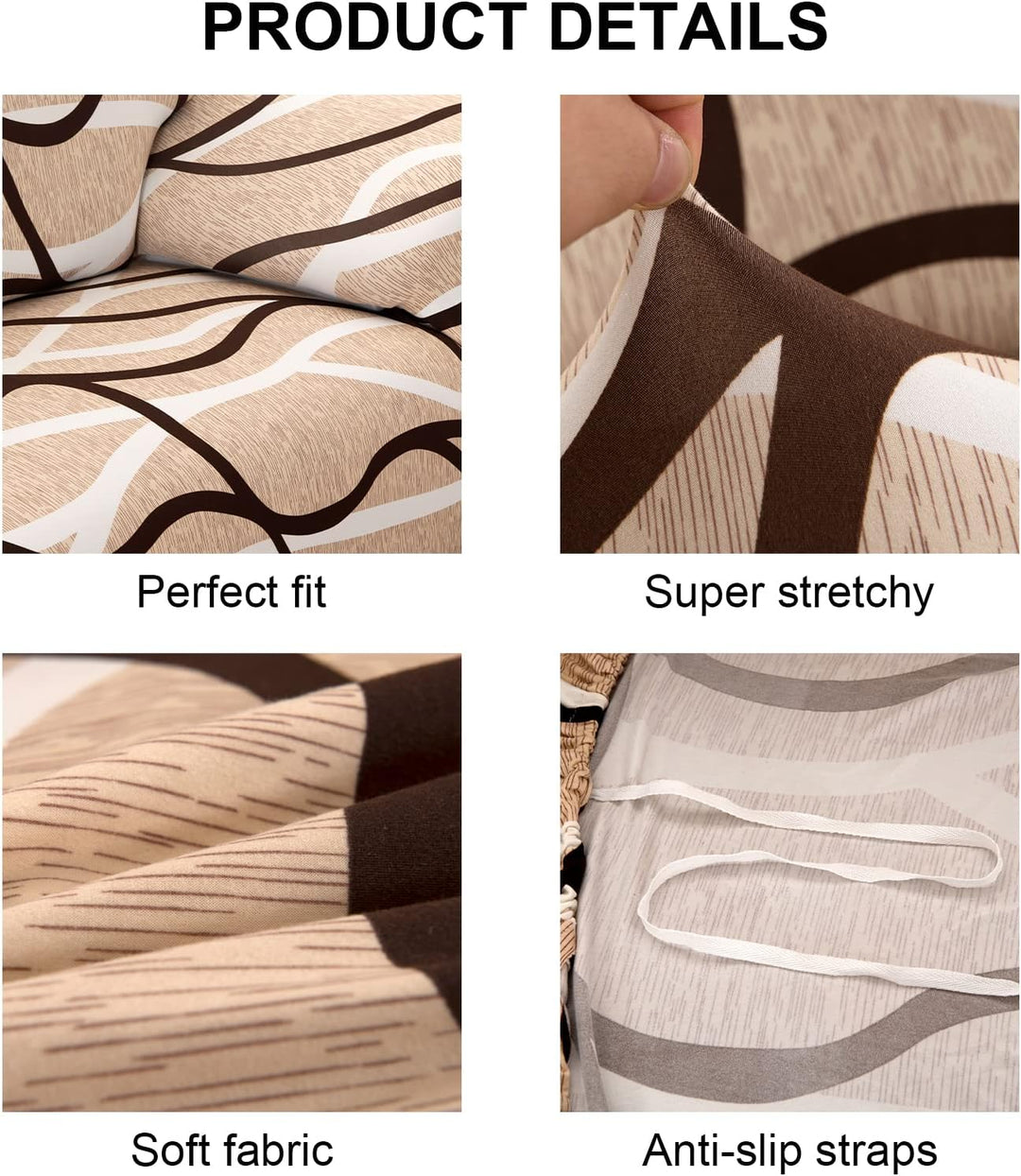 Jaotto Sofabezug 4 Sitzer Elastischer Stretch Spandex Sofa Überwürfe Sofahusse Antirutsch Waschbar S