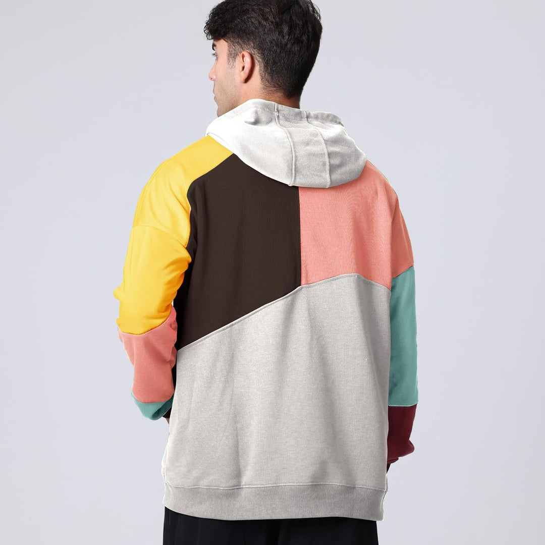 Hoodie Herren Kapuzenpullover Pullover，Herren Techwear Hip Hop Patchwork Unisex Streetwear Sweatshir