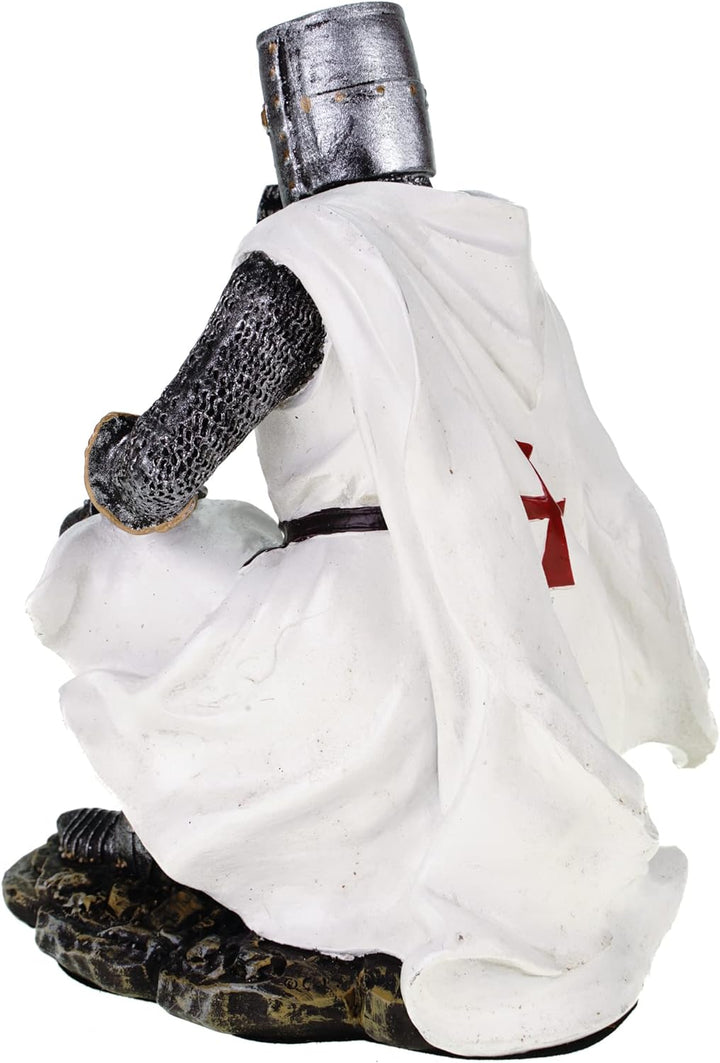 Tempelritter knieend 17 cm Figur Templer Ritter Templerkreuz Deko Skulptur
