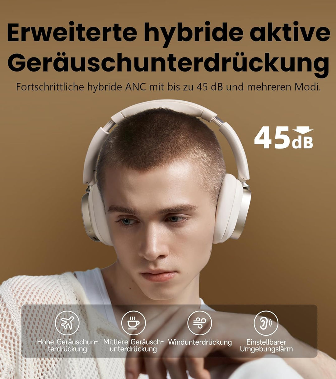 Edifier ES850NB Kabellose Over-Ear-Kopfhörer mit Geräuschunterdrückung, Hi-Res Audio Wireless, LDAC,