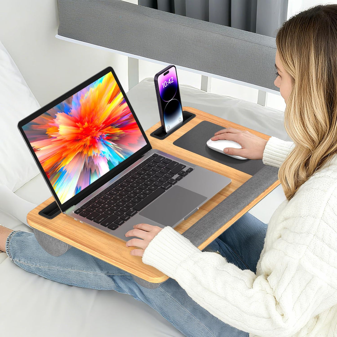 Laptopkissen Gross & Ergonomisch mit Handgelenkauflage & gepolsterter Unterseite – Laptoptisch für B