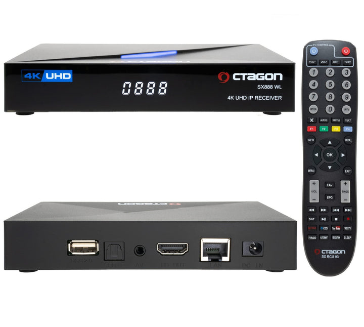 OCTAGON SX888 WL V2 (Version 2) 4K UHD E2 Linux Smart TV Receiver, Multiboot SW: Define OS + E2 Linu