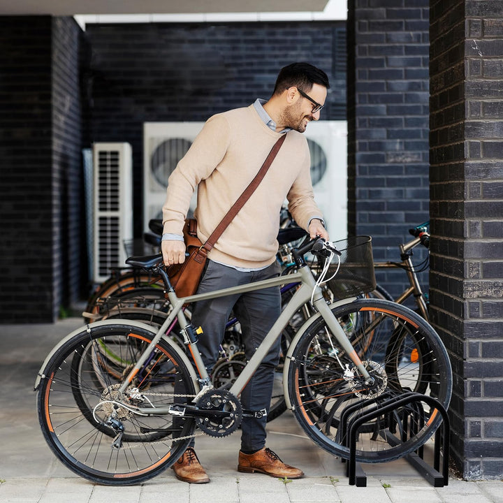 Relaxdays, 4 Fahrräder, Stahl Bodenparker, Reifenbreite 60mm, Abstellständer, Fahrradstand, anthrazi